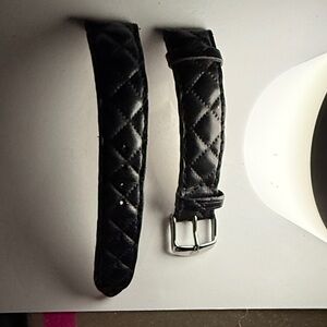 Authentic Michele Black Quilted Leather Watch Strap